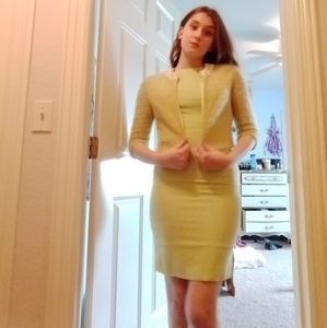 Vintage 1960s jacket and dress set lime green